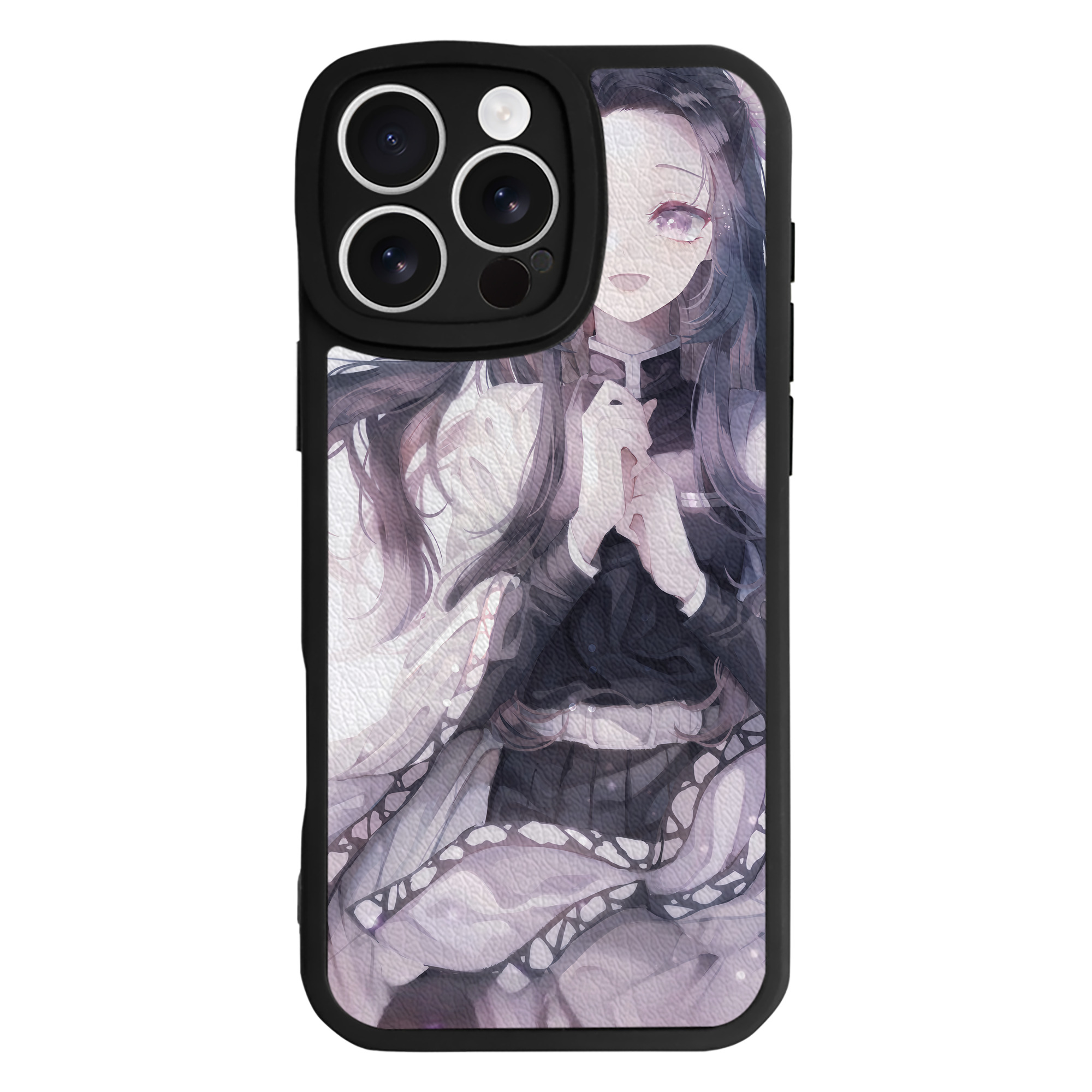 （画像用） 鬼滅の刃（きめつのやいば）蟲柱-胡蝶 しのぶ／こちょう しのぶ Kochou Shinobu 【iPhone 16シリーズ対応】シリコンスマホケース（レザー調） 材質：シリコン